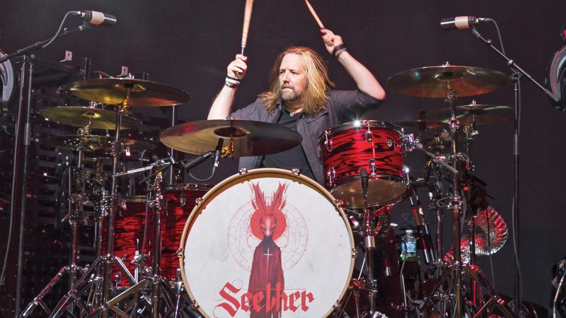 Drummer John Humphrey performs with Seether at the War Memorial Auditorium in Nashville, Tennessee.